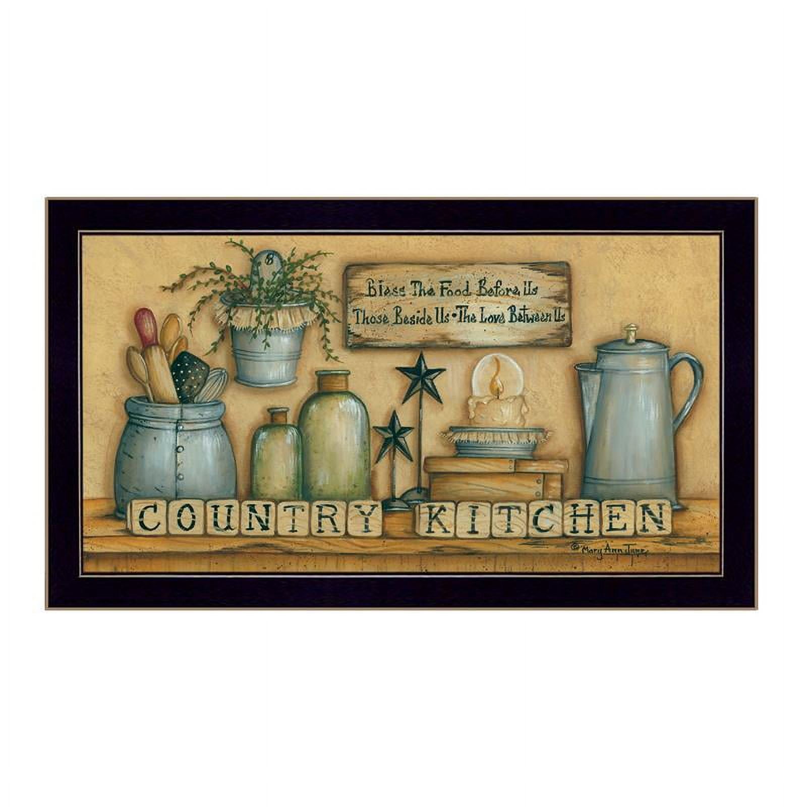 Vintage Country Kitchen Black Framed Canvas Print