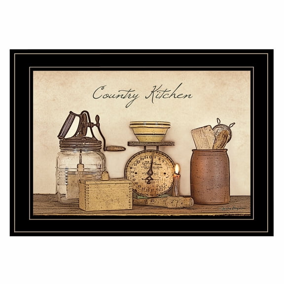 Trendy Decor4U "Country Kitchen" By Susie Boyer, Ready to Hang Framed Print, White Frame