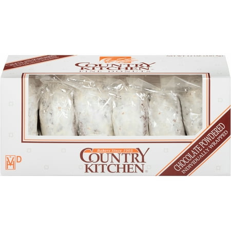 Country Kitchen Chocolate Powdered Topping Fine Donuts 6 Count Box, Shelf Stable