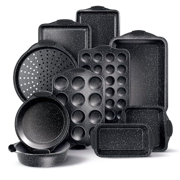 Country Kitchen Nonstick Stackable Bakeware Set - Durable, Easy Release Baking Set, Black, 10 Pcs