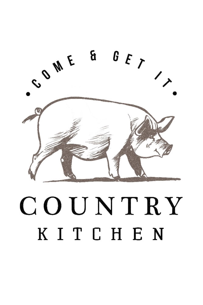 Curated visual reference: Fresh Look at Country Kitchen Pig On White 16X24 Giclee Gallery Art Print
