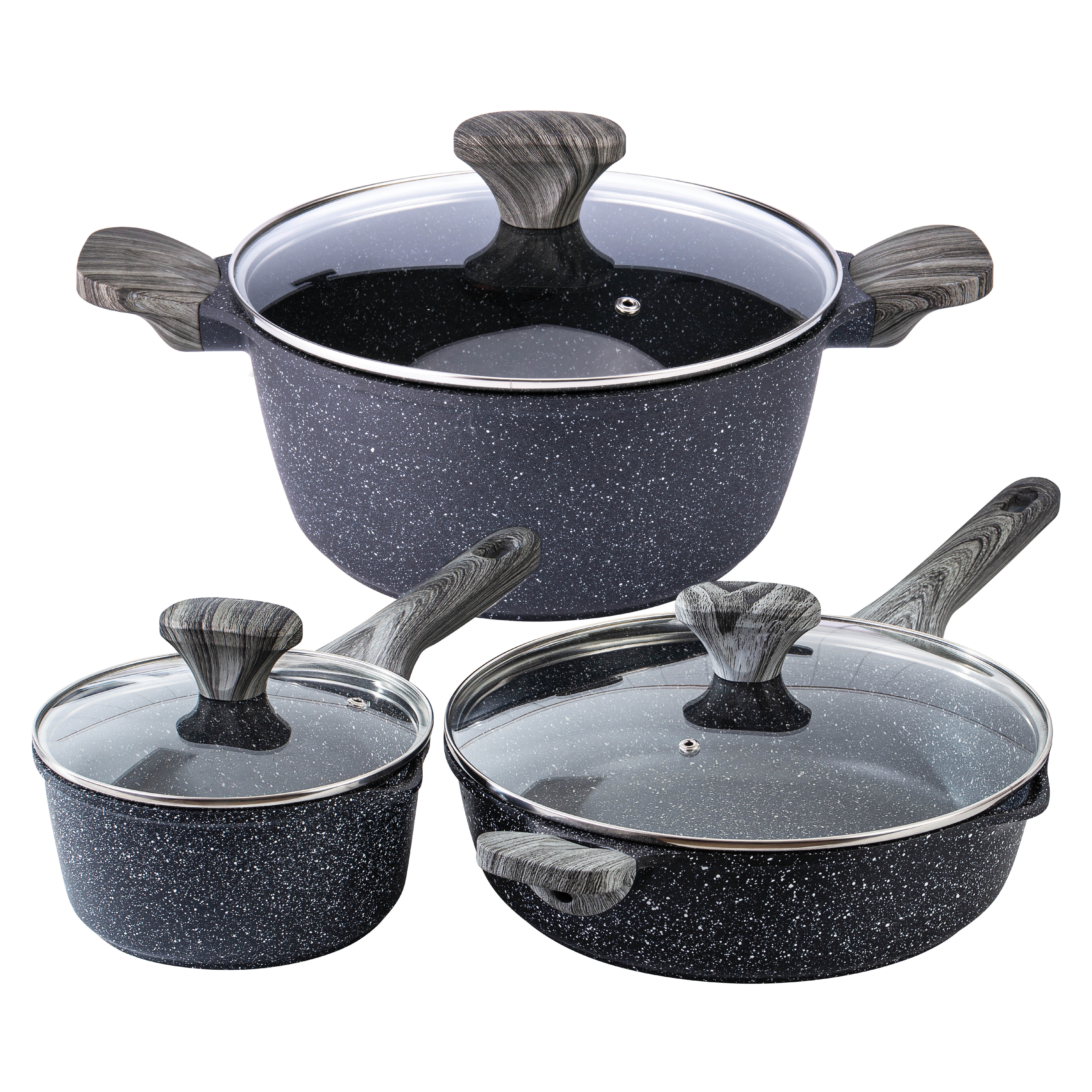 HENSENMEN Pots and Pans Set Nonstick, 6 Pcs of Kitchen Cookware Set, Dishwasher Safe Cooking Pots and Pans Set w/Saute Pan & Saucepan & Casserole Pot