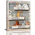 thumbnail image 1 of Country Kitchen Wall Art Farmhouse Dishes Kettle Canvas Prints Painting Rustic Blessed Kitchen Pictures Framed Artwork Home Decor for Canteen Restaurant Dining Living Room 12"x16", 1 of 6