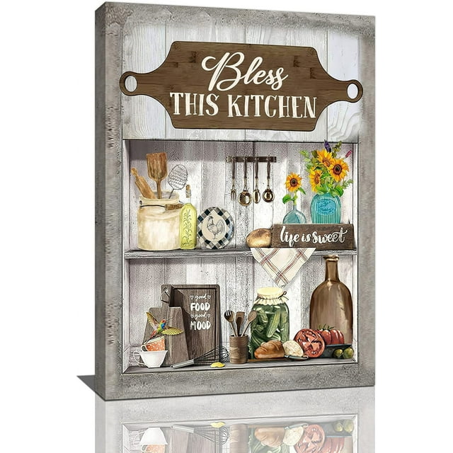 Country Kitchen Wall Art Farmhouse Dishes Kettle Norina Prints Painting