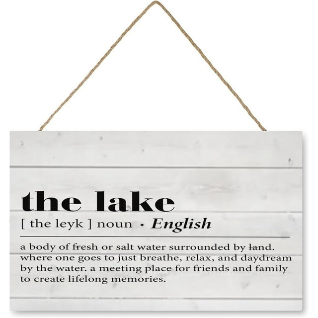 Country the Lake Definition Wooden Hanging Signs Wall Art Decor Lake