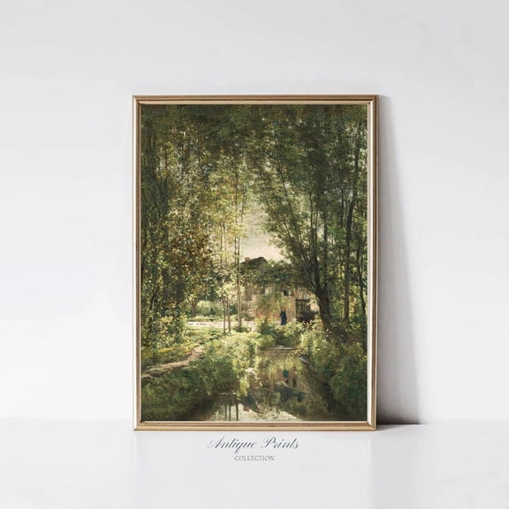 Country Landscape, Vintage Summer Cottage Wall Art, Antique Steam Poster, Rustic Farmhouse Wall Decor, 704, Unframed Poster Size 8x12