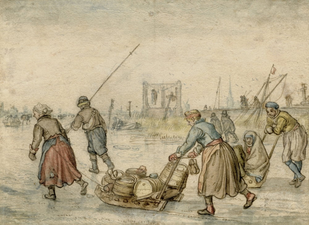 Country Leaders With Sled On The Ice Canvas Art - (24 x 18)