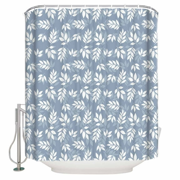 Country Leaves Shower Curtains for Bathroom Waterproof Fabric Bath Curtains Decor Bath Tub Curtain Blue Spring Pastoral Botanical Leaf Decorative Shower Curtain Sets with 12 Hooks, 72x72 Inch