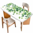 thumbnail image 1 of Country Leaves Table Cloths for 3 Foot Rectangle Tables, Watercolor Green Leaf Branches Vine Botanical Patio Waterproof Elastic Fitted Tablecloths, Washable Rectangular Table Cover for Camping, 1 of 8