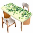 thumbnail image 1 of Country Leaves Table Cloths for 5 Foot Rectangle Tables, Green Leaf Branches Vine Botanical Rustic Patio Waterproof Elastic Fitted Tablecloths, Washable Rectangular Table Cover for Camping, 1 of 8