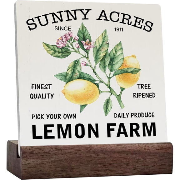 Country Lemon Sign Rustic Sunny Acres Lemon Farm Ceramic Table Sign Decorative Sign Plaque For Home Desk Table Shelf Decor