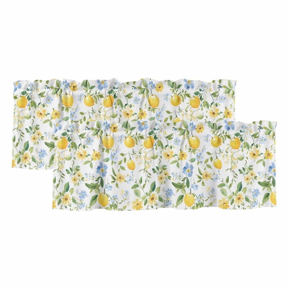 Country Lemon Window Valance, with Green Leaf Blooming Floral Botanical ...