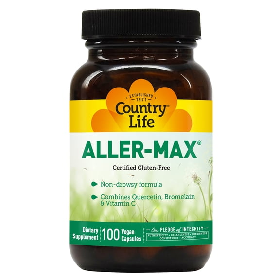 Country Life Aller-Max - Quercetin Supplements with Bromelain - Immune Support with Vitamin C, Zinc, and Botanical Blend - Certified Gluten-Free, Vegan