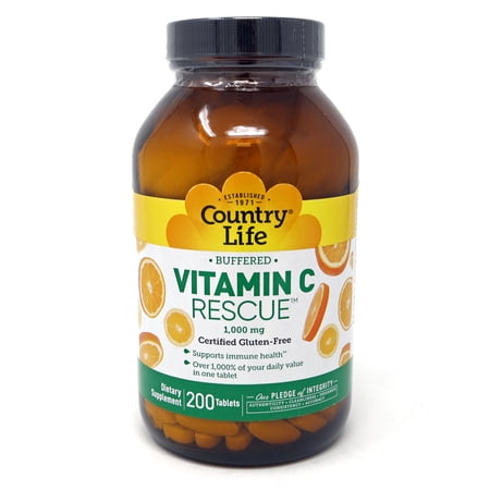 Country Life Buffered Vitamin C Rescue 1000mg - 200 Tablets