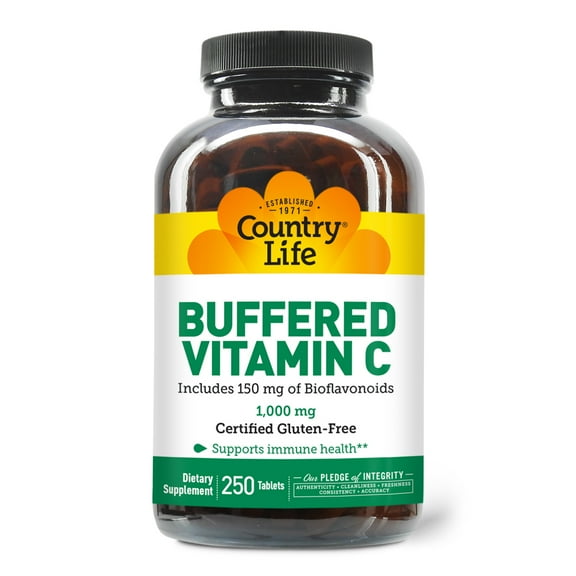 Country Life Buffered Vitamin C, 1,000 mg, 250 Tablets