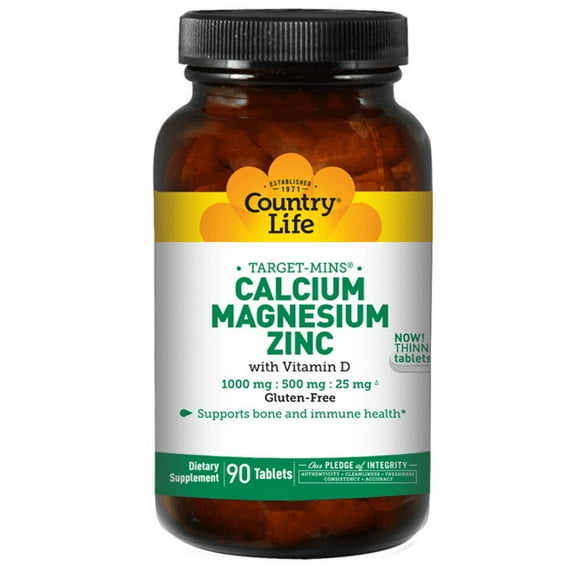 Country Life Calcium Magnesium Zinc with Vitamin D, 90 Tablets
