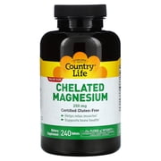 Country Life, Chelated Magnesium 250mg, Supports Bone and Immune Health, Daily Supplement, 240 ct