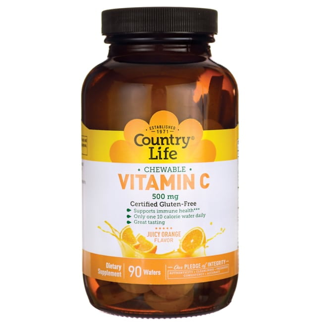 Country Life Chewable Vitamin C Juicy Orange 500 mg 90 Wafers
