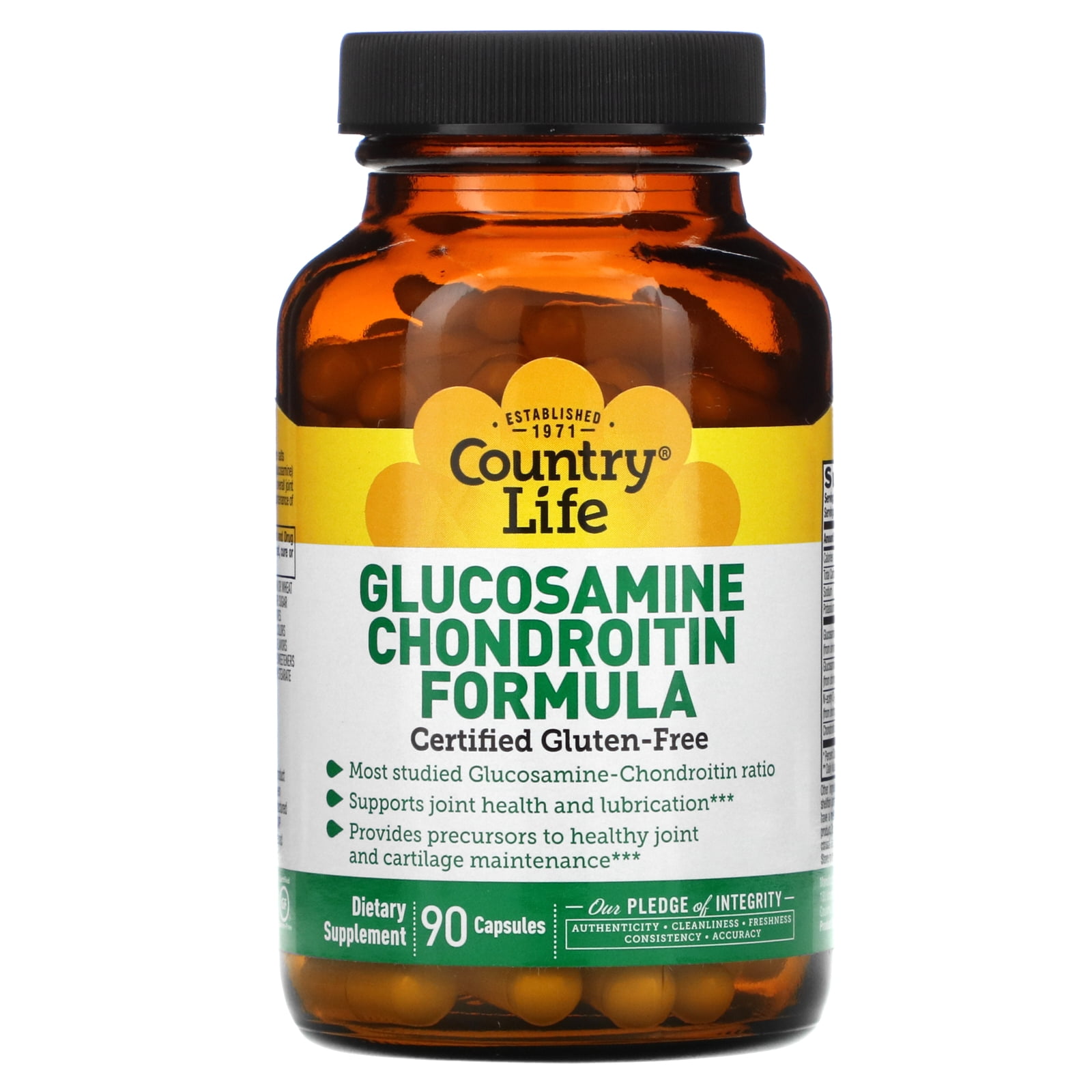 Country Life Glucosamine Chondroitin 1500mg/1200mg - Supports Joint Health & Lubrication - Maintains Healthy Cartilage, Tendon, Joint Tissue - Gluten Free, Non-GMO - 90 Capsules - for Adults
