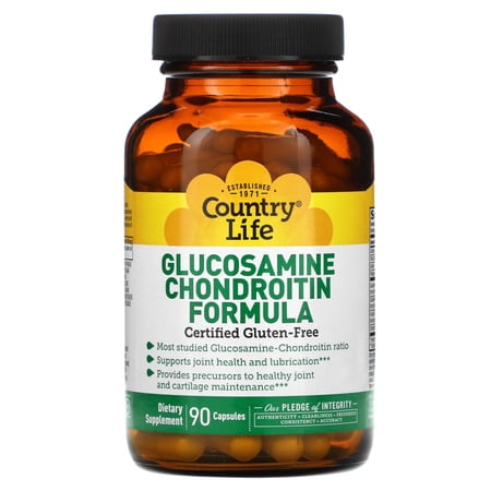 Country Life Glucosamine Chondroitin 1500mg/1200mg - Supports Joint Health & Lubrication - Maintains Healthy Cartilage, Tendon, Joint Tissue - Gluten Free, Non-GMO - 90 Capsules - for Adults