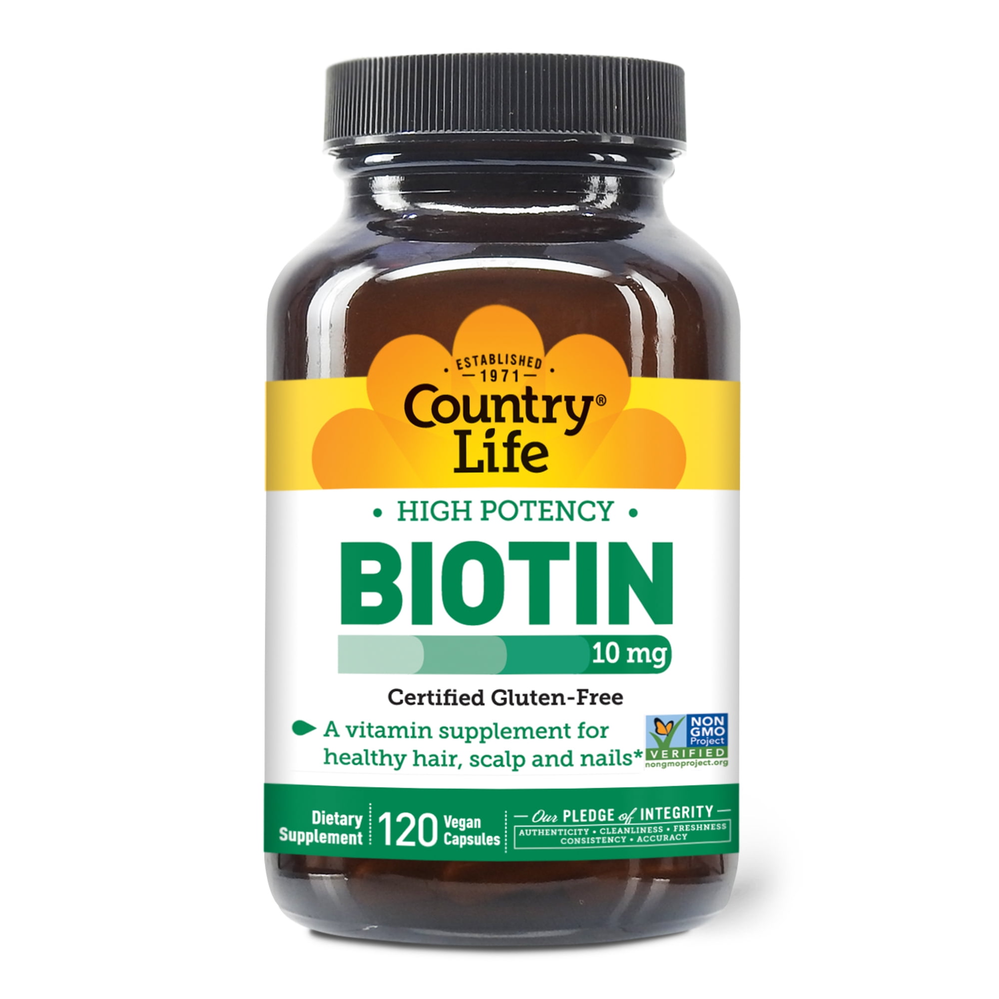 Country Life Biotin, High Potency , 10 mg, 120 Vegan Capsules