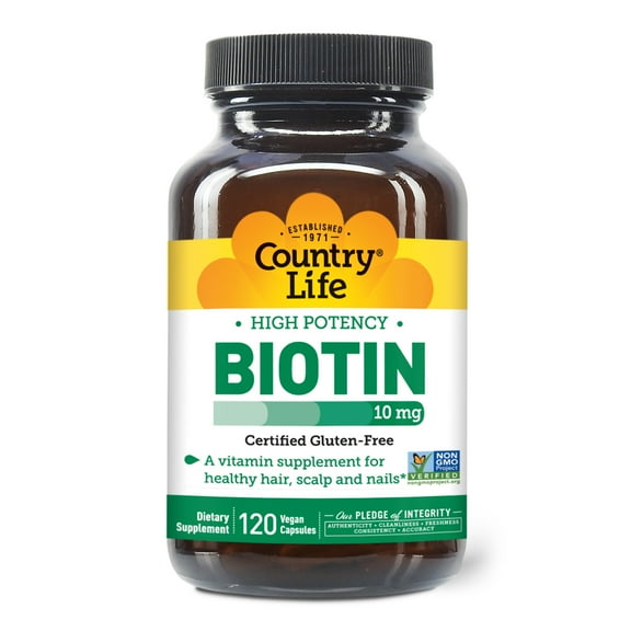 Country Life Biotin, High Potency , 10 mg, 120 Vegan Capsules