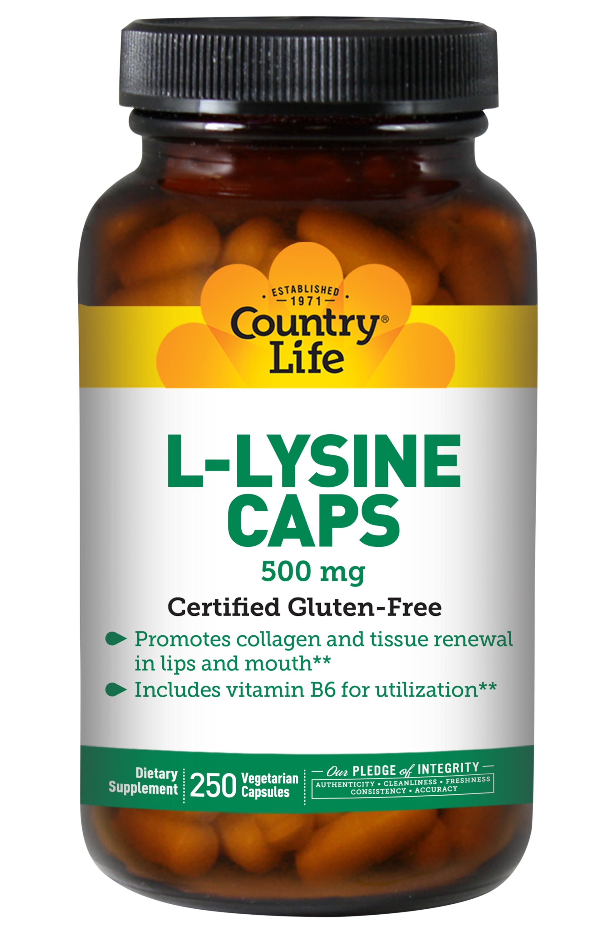 country life l-carnitine caps 500mg 60 vegan caps L-Lysine, 500mg, 250 Capsules, Certified Gluten Free, Certified L-carnitina 3000, Maracuyá y كريم يعيد الحيوية للبشرة Quantità:250 g
