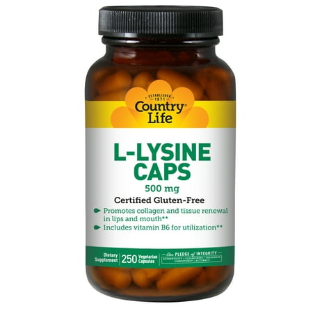 Country Life L-Lysine with B-6, 500 MG, 250 Caps