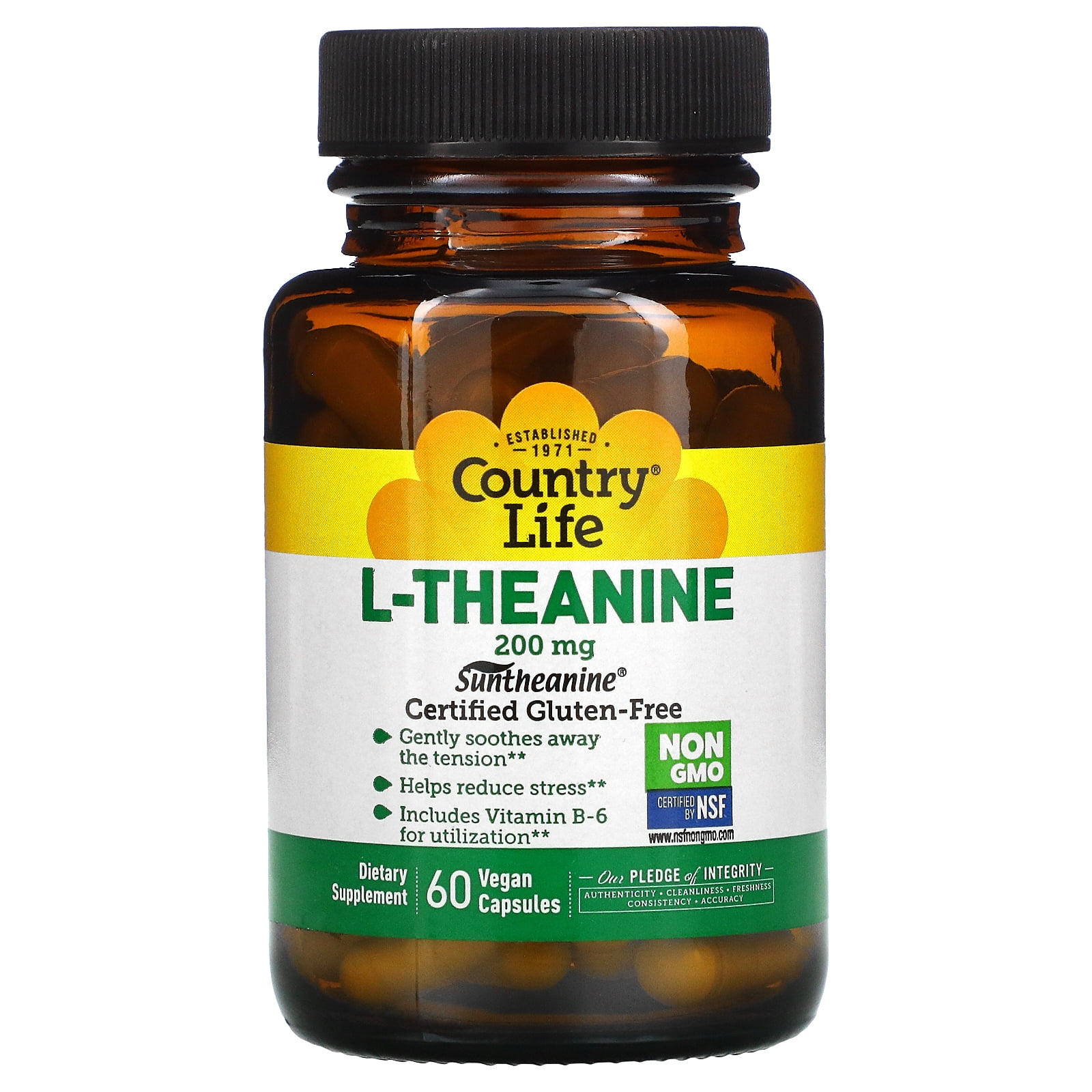 Country Life L-Theanine, 200 mg, 60 Vegan Capsules