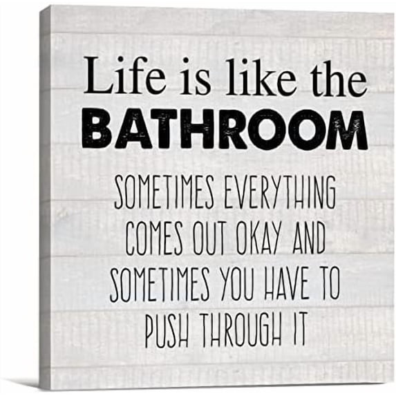 Country Life Is Like the Bathroom Canvas Prints Wall Art Decor Humor Bathroom Restroom Poster Painting Framed Artwork 8 x 8 Inch Home Shelf Wall Decoration Gift