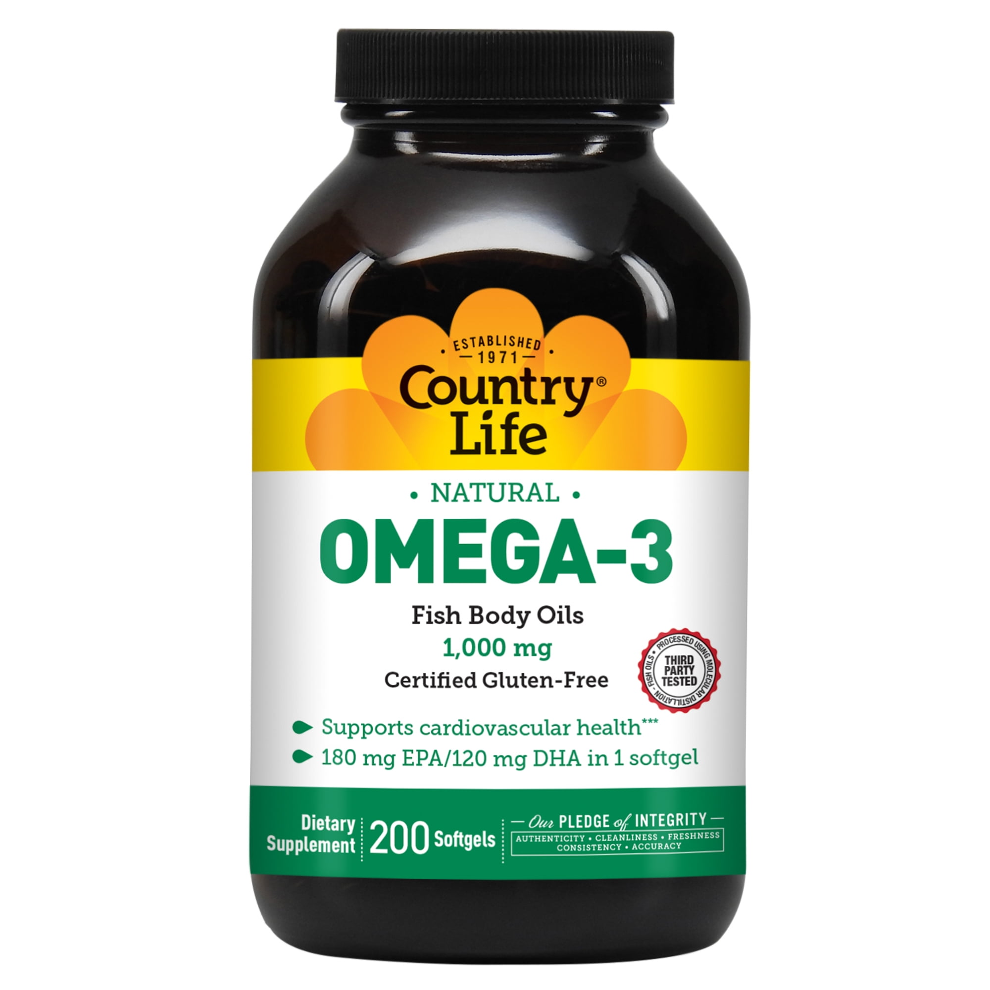 Country Life Natural Omega-3, 1,000 mg, 200 Softgels