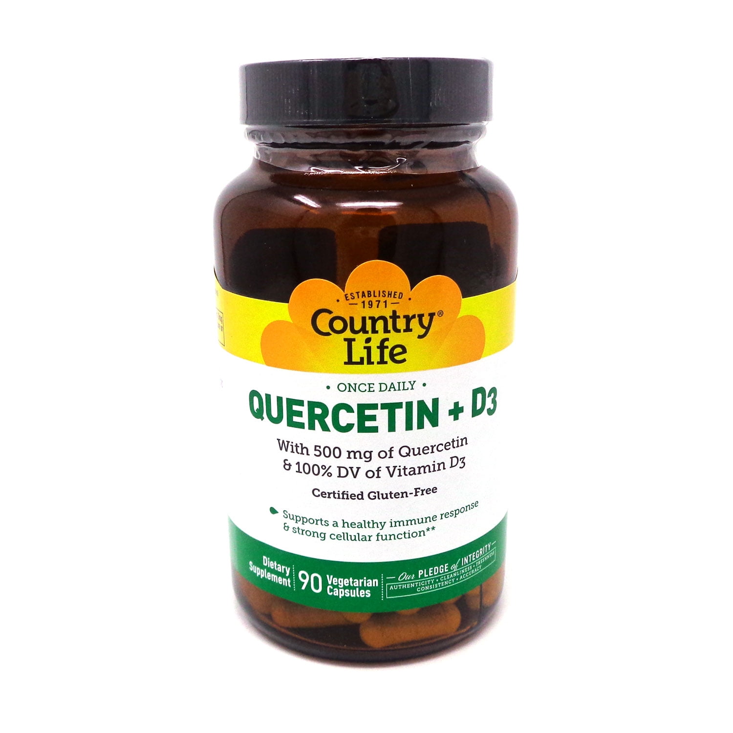 Country Life Quercetin + D3, 90 Vegetarian Capsules