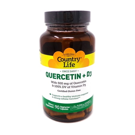 Country Life Quercetin + D3, 90 Vegetarian Capsules