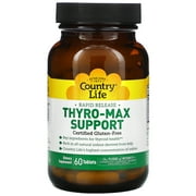 Country Life Thyro-Max Support with Kelp Iodine & L-Tyrosine, 60 Tablets, Rapid-release formula with 450 mcg iodine, L-tyrosine, B vitamins and minerals, Certified Gluten-Free and Kosher