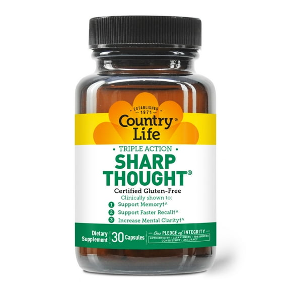 Country Life Triple Action Sharp Thought, 30 Capsules