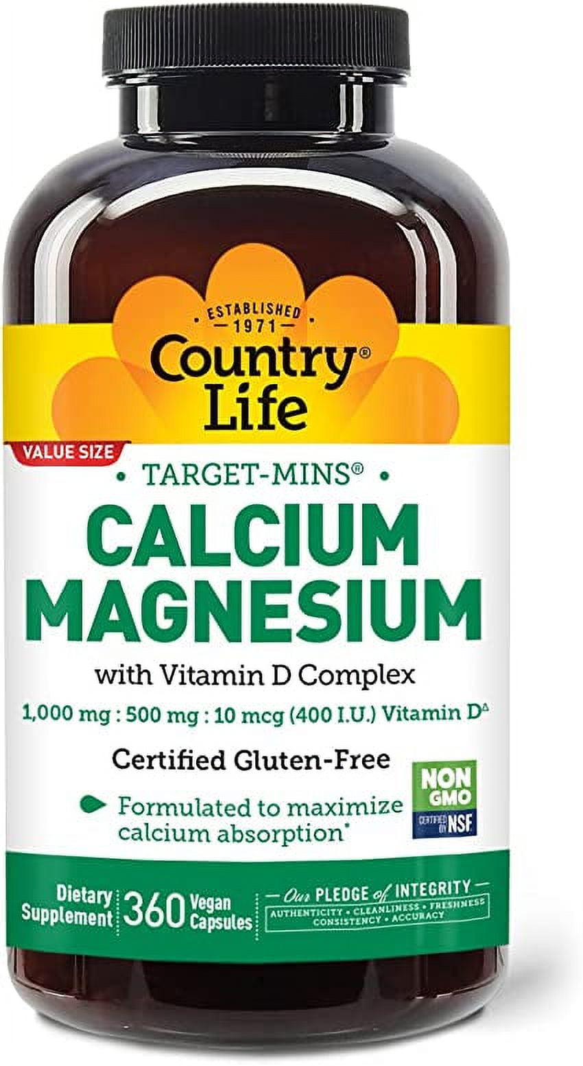 Country Life Target-Mins Vegan Capsules, Calcium Magnesium with Vitamin ...