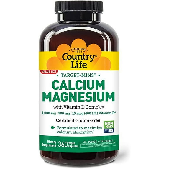 Country Life Target-Mins®, Calcium Magnesium with Vitamin D Complex, 360 Vegan Capsules