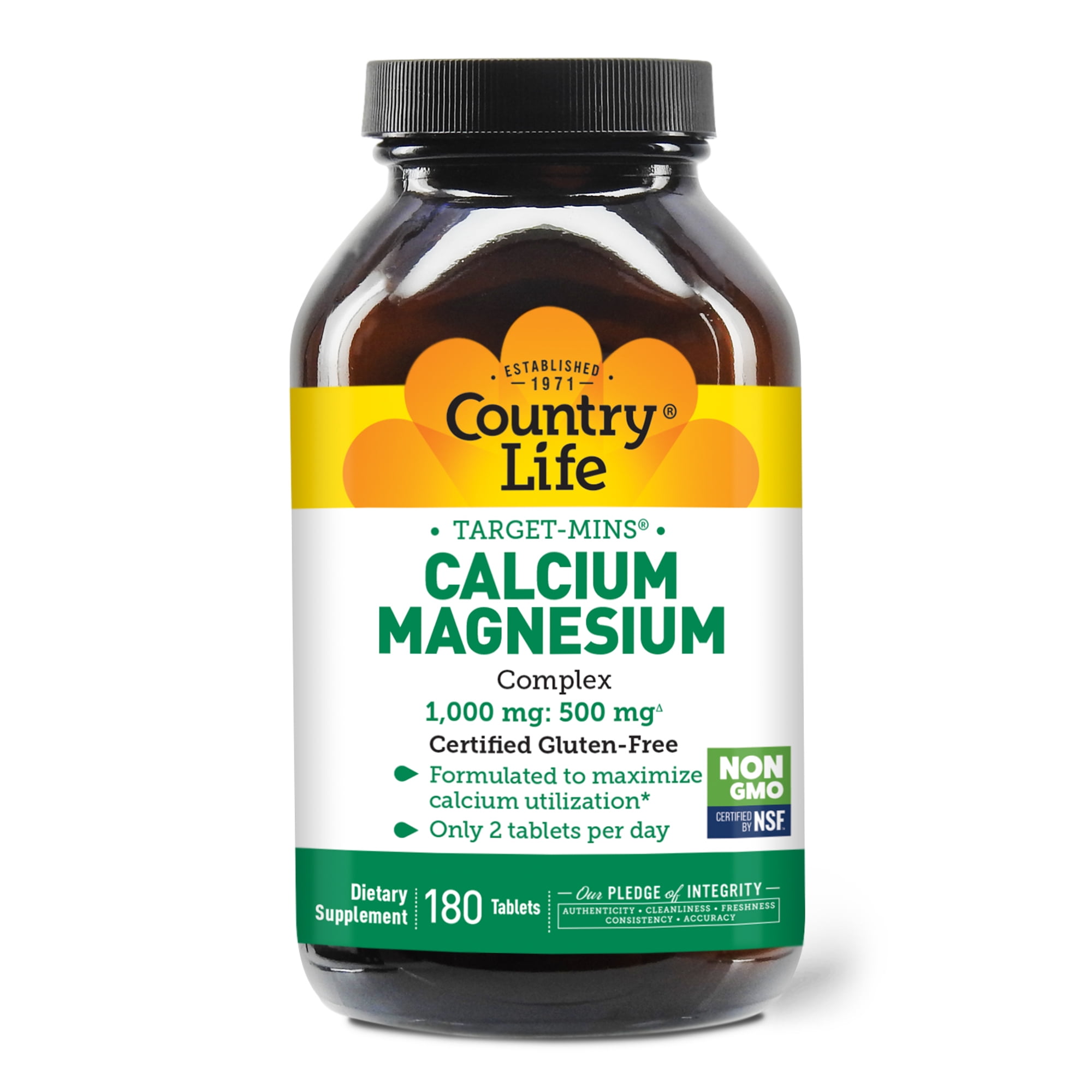 TargetMins CalciumMagnesium Complex, 1,000 mg, 180 Tablets (500 mg per Tablet), Country Life