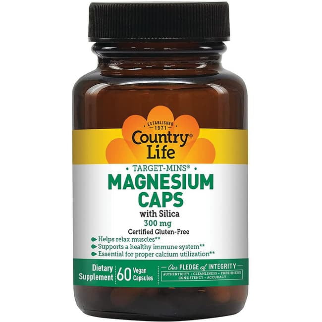 Country Life Target-Mins Magnesium Capsules with Silica 300 mg 60 ...