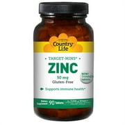 Country Life Target-Mins Zinc 50 mg 90 Tablets - Zinc Supplements for Immune Health - Zinc 50mg - Zinc Support