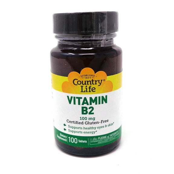Country Life Vitamin B2, 100 mg, 100 Tablets