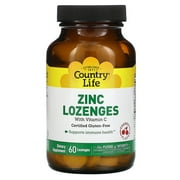 Country Life Zinc Lozenges with Vitamin C, Cherry, 60 Lozenges