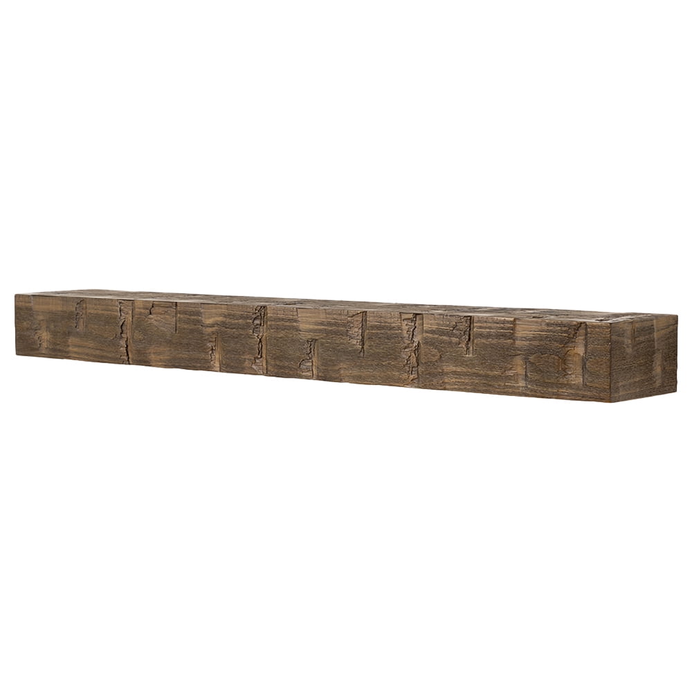 Bodie 48" Mocha Distressed Wood Fireplace Mantel Shelf