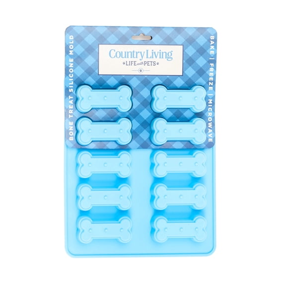 Country Living Silicone Dog Treat Baking Mold, Bone Shape, 10 Cavities