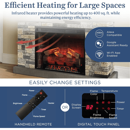 Country Living Dixson 55"W x 43"H x 16"D Electric Fireplace with Mantel Surround - Dark Stone