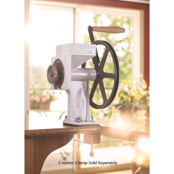 Country Living Stainless Steel Grain Mill and Hand Grinder with Carbon Steel Grinding Plates