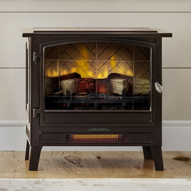 Country Living Infrared Freestanding Electric Fireplace Stove Heater in Bronze | Provides Supplemental Zone Heat with Remote and WiFi