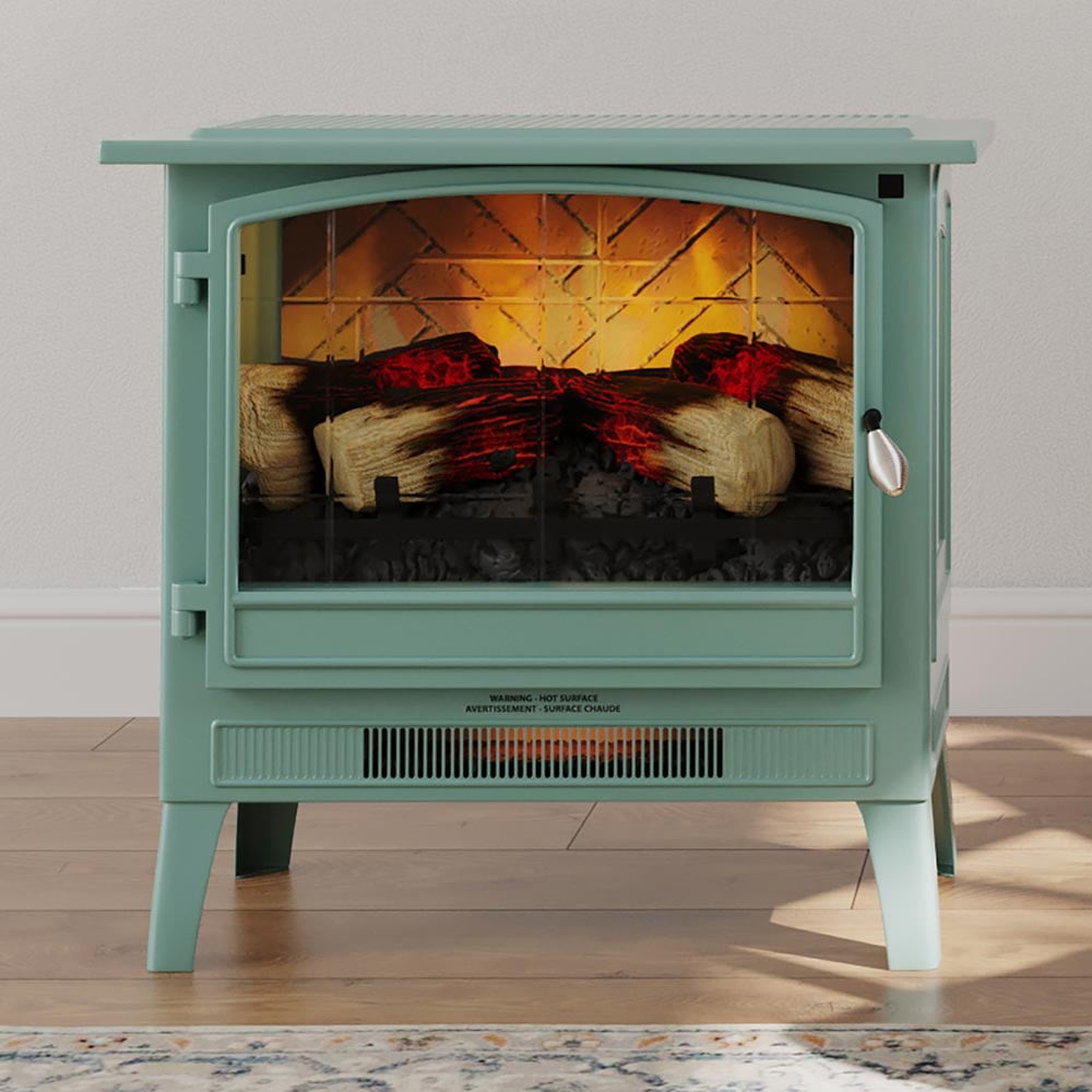 Country Living Infrared Freestanding Electric Fireplace Stove | Electric Indoor Room Heater with Remote, Multiple Flame Colors with Faux Wooden Logs