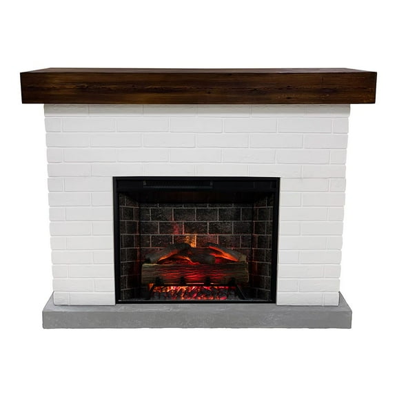 Country Living Jackson 55.2"W x 43.2"H x 16.1"D Electric Fireplace with Mantel Surround - White Brick