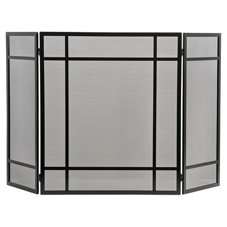 Country Living Pinecrest Mesh Fireplace Screen with Durable 3-Panel Steel Frame